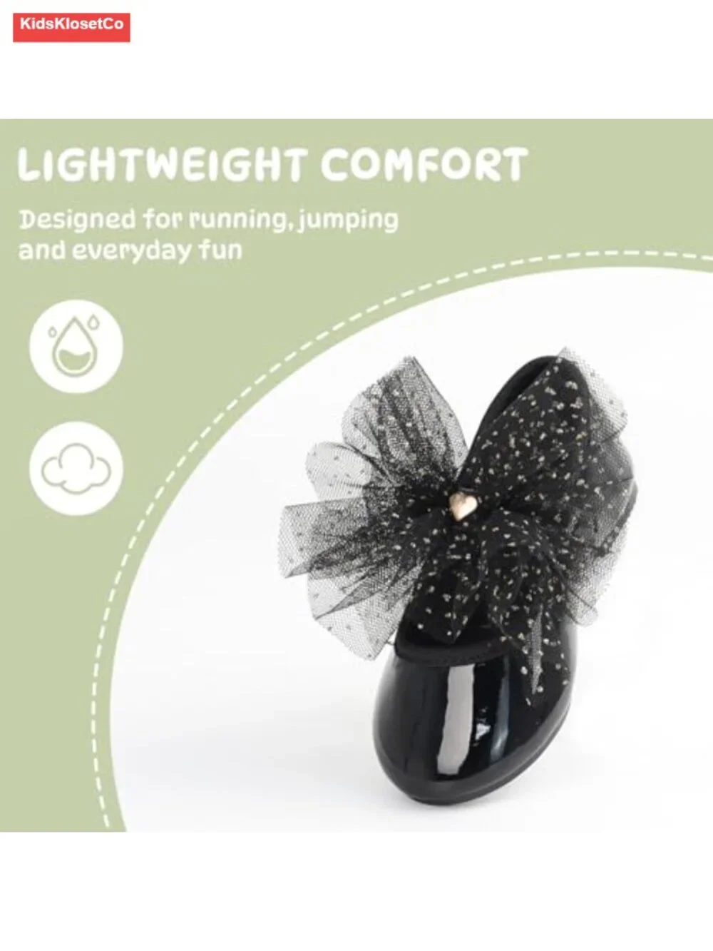 Toddler Girls Dress Shoes Tulle Bow Patent Flat Slip-On Wedding Party